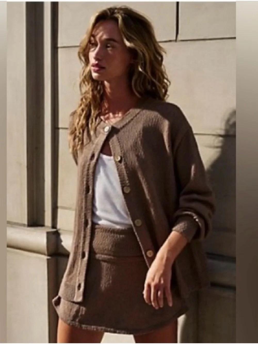 Free People Ameena Sweater Skort Set in Dusted Cocoa